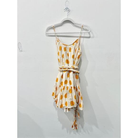 Rhode Resort Nalla Belted Floral Print Tiered Mini Dress Marigold Womens Size XS - Picture 8 of 9
